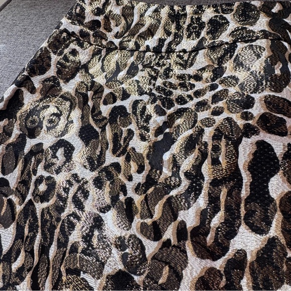 Tory Burch Silk Blend Metallic Animal Print Leopard Pencil Skirt Size 10 - Picture 3 of 5